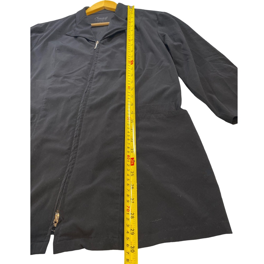 Smart by Maevn Womens Black Zip Front Scrub Jacket Professional Medical Coat L - Picture 7 of 10
